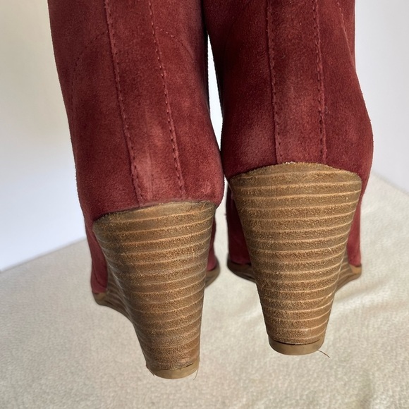 Diba nwob blake burgundy lace up leather wedge heel bootie - Picture 4 of 10